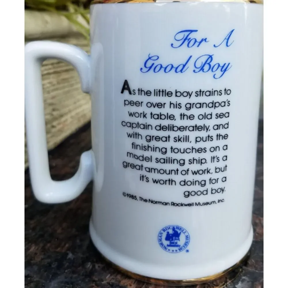 Norman Rockwell Porcelain Long John Silver Tankard Mug Set of 4